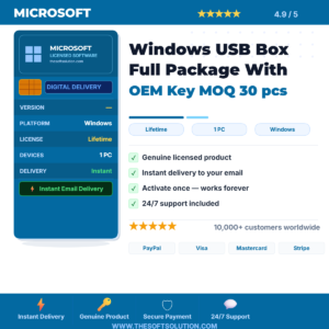 Buy Windows USB Box Full Package With MOQ 30 pcs – Genuine Physical Delivery – TheSoftSolution
