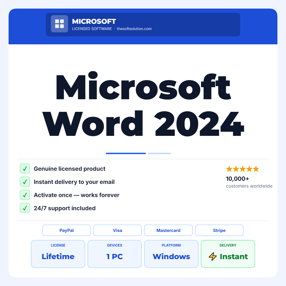 Buy Microsoft Word 2024 – Genuine License | The Soft Solution